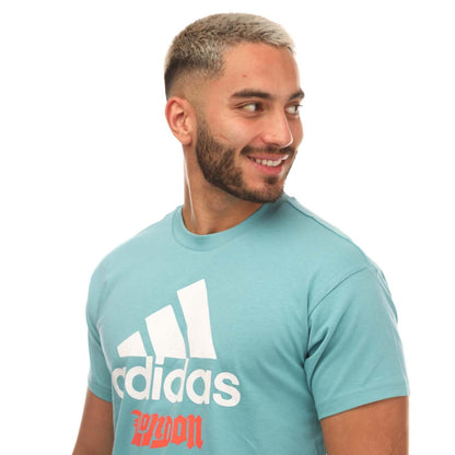 Blue - Side - Adidas Mens Graphic T-Shirt