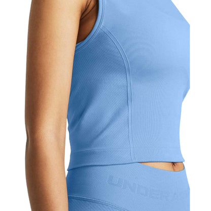 Blue - Side - Under Armour Womens-Ladies Vanish Seamless Tank Top