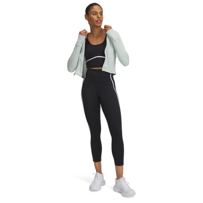 Black - Side - Under Armour Womens-Ladies Meridian Crop Piped Tank Top
