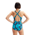 Blue Navy - Back - Speedo Womens-Ladies Lexi Tie Dye One Piece Swimsuit