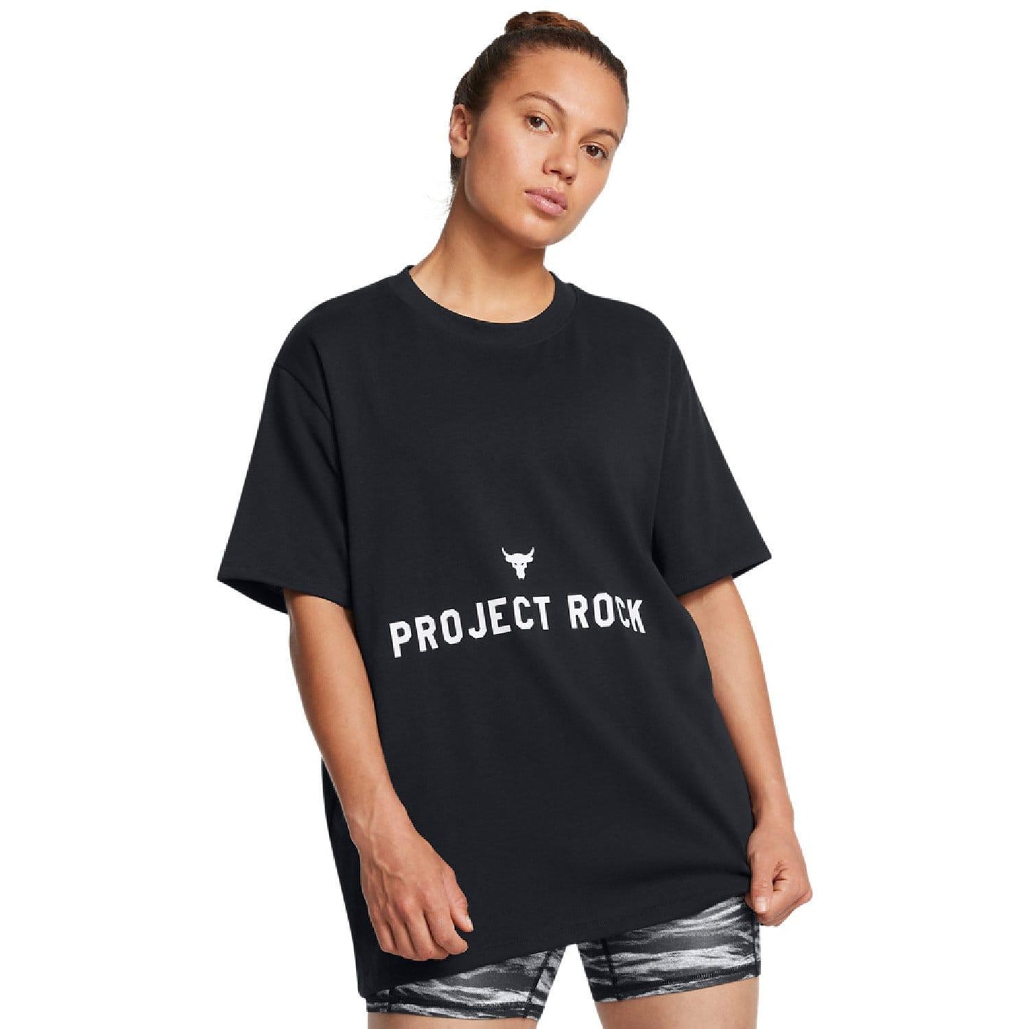 Black - Front - Under Armour Womens-Ladies Project Rock T-Shirt