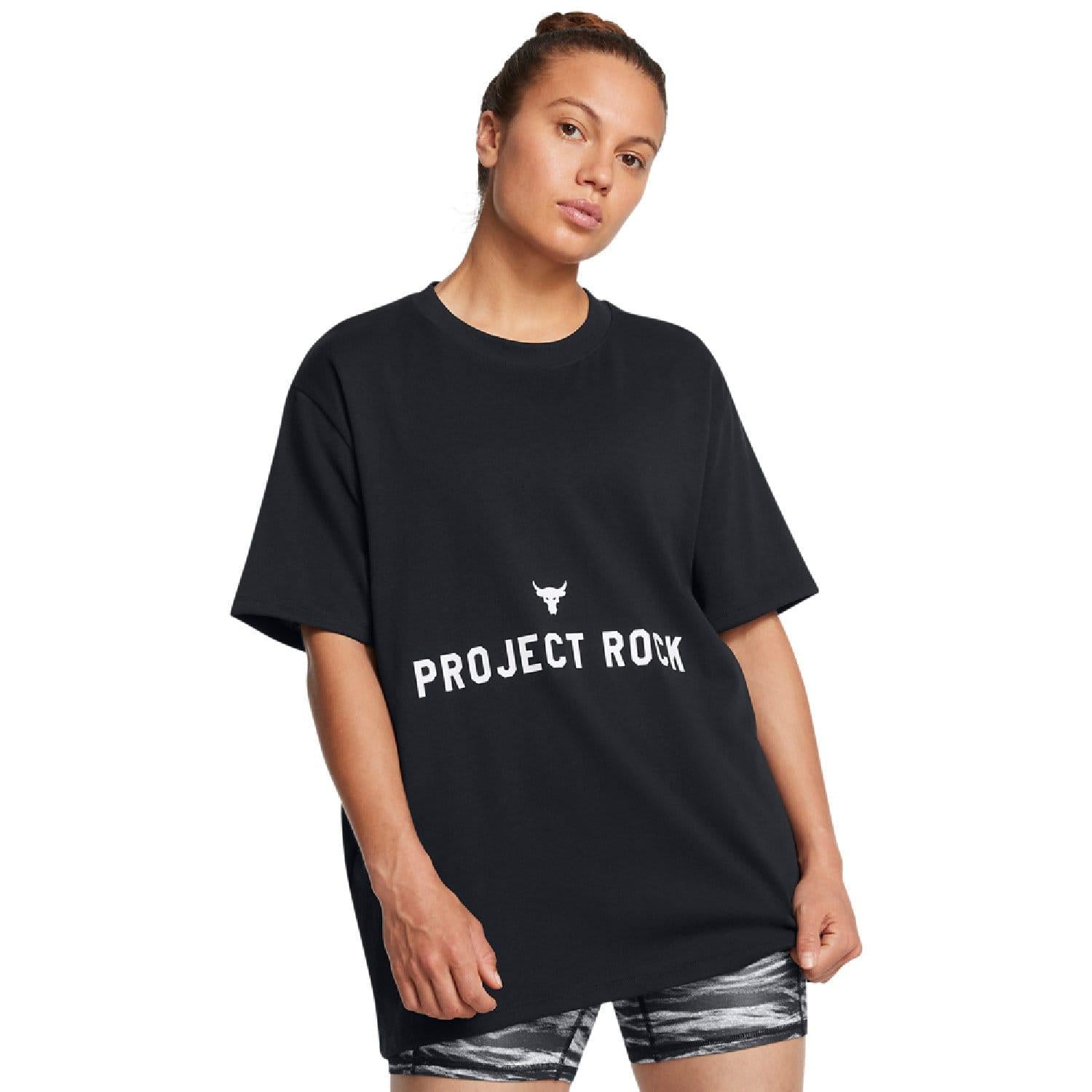 Black - Front - Under Armour Womens-Ladies Project Rock T-Shirt