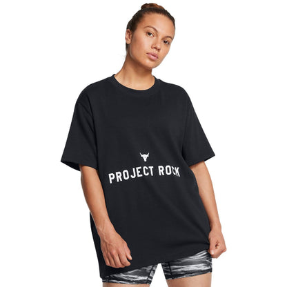 Black - Front - Under Armour Womens-Ladies Project Rock T-Shirt