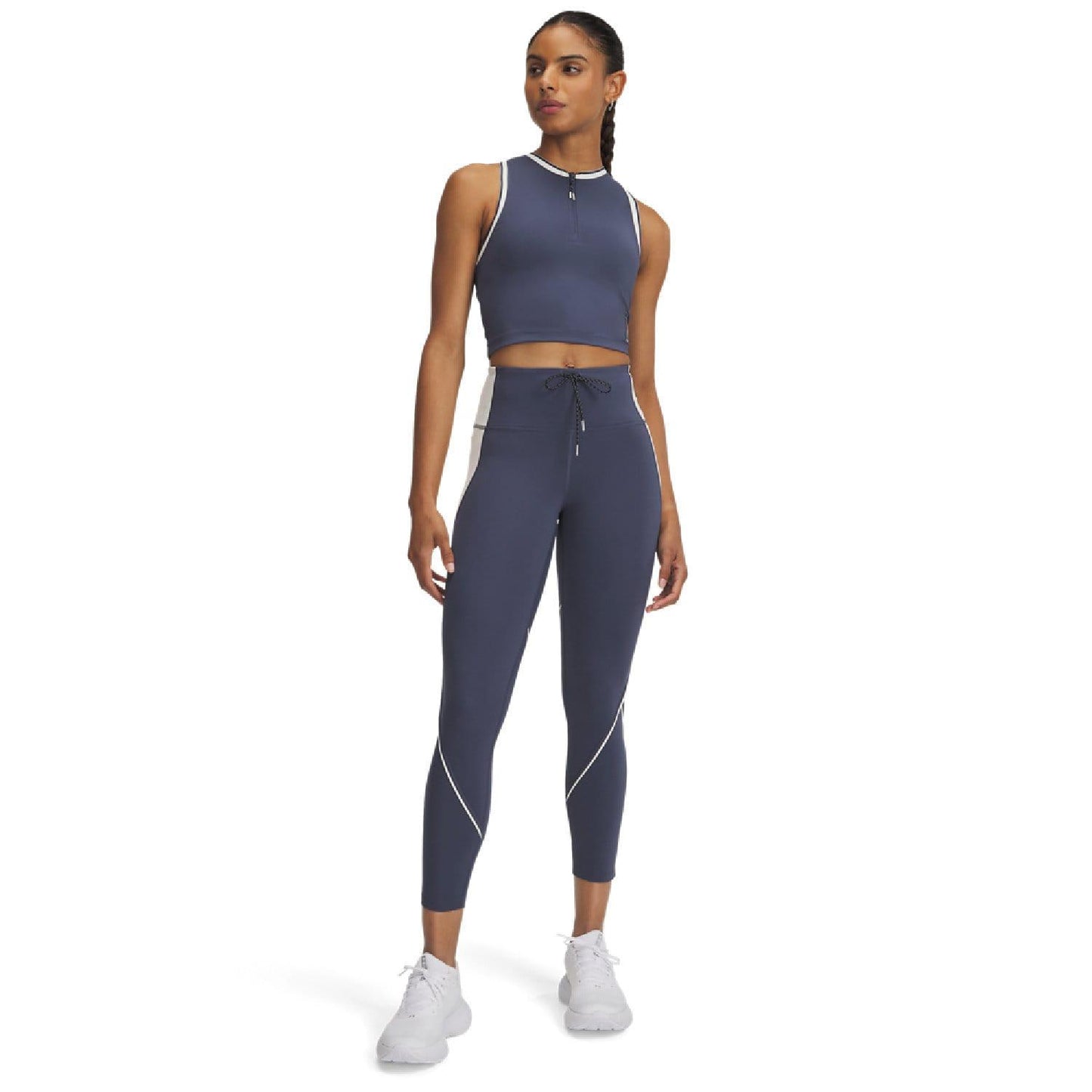 Grey - Side - Under Armour Womens-Ladies Run 96 Leggings