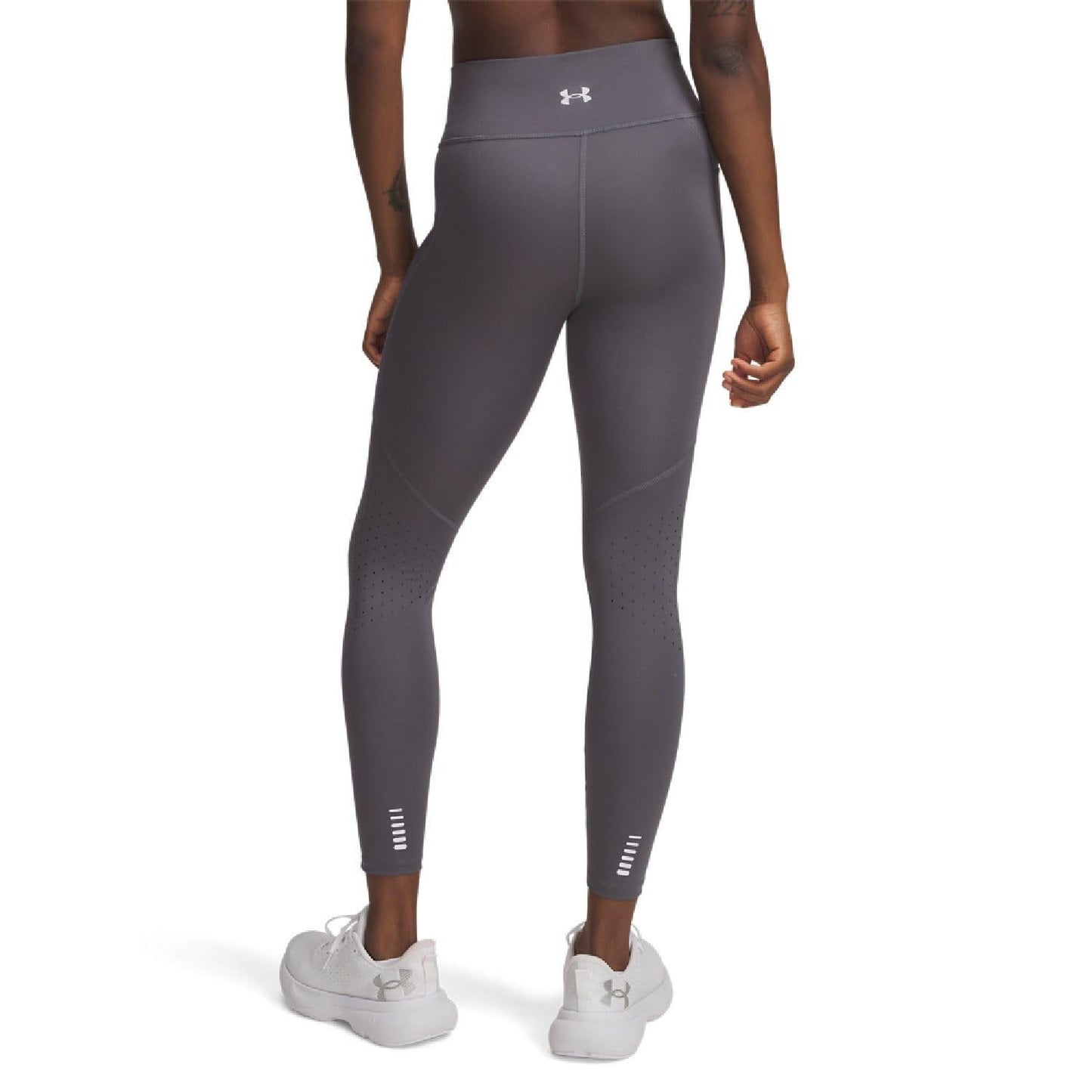 Grey - Back - Under Armour Womens-Ladies Ankle Length Running Leggings