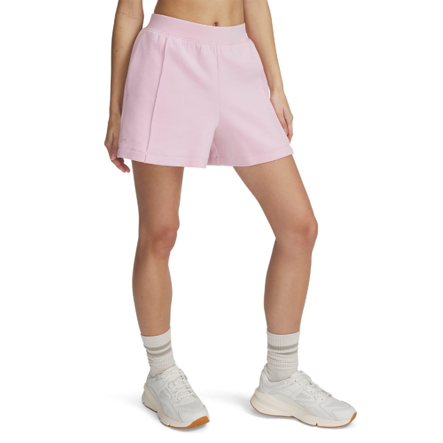 Pink - Front - Under Armour Womens-Ladies Unstoppable Fleece Shorts