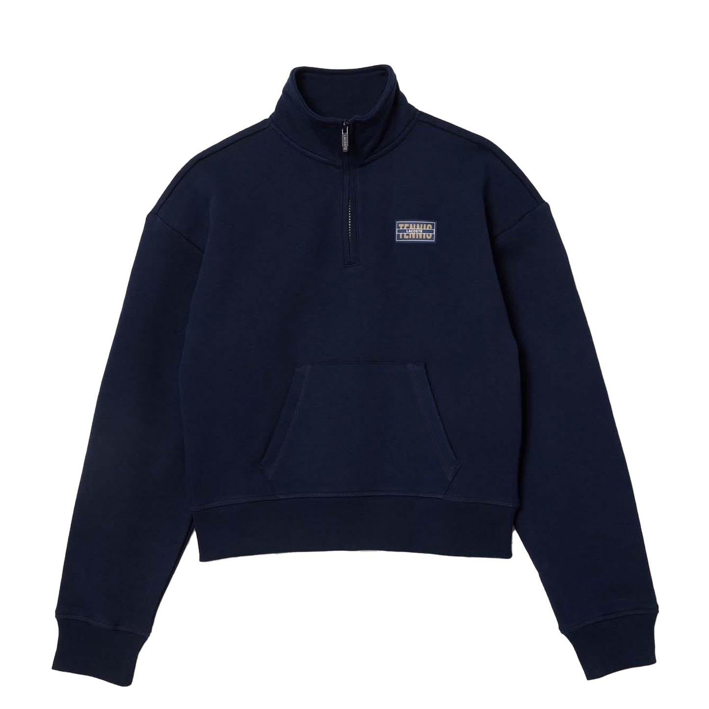 Blue - Front - Lacoste Womens-Ladies Zip Fleece High-Neck Sweatshirt