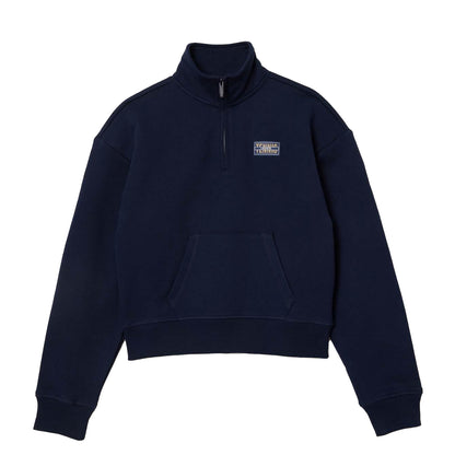 Blue - Front - Lacoste Womens-Ladies Zip Fleece High-Neck Sweatshirt