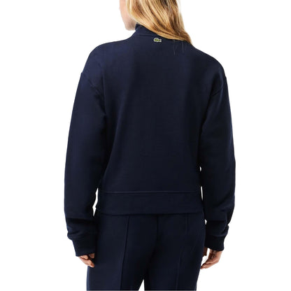 Blue - Back - Lacoste Womens-Ladies Zip Fleece High-Neck Sweatshirt