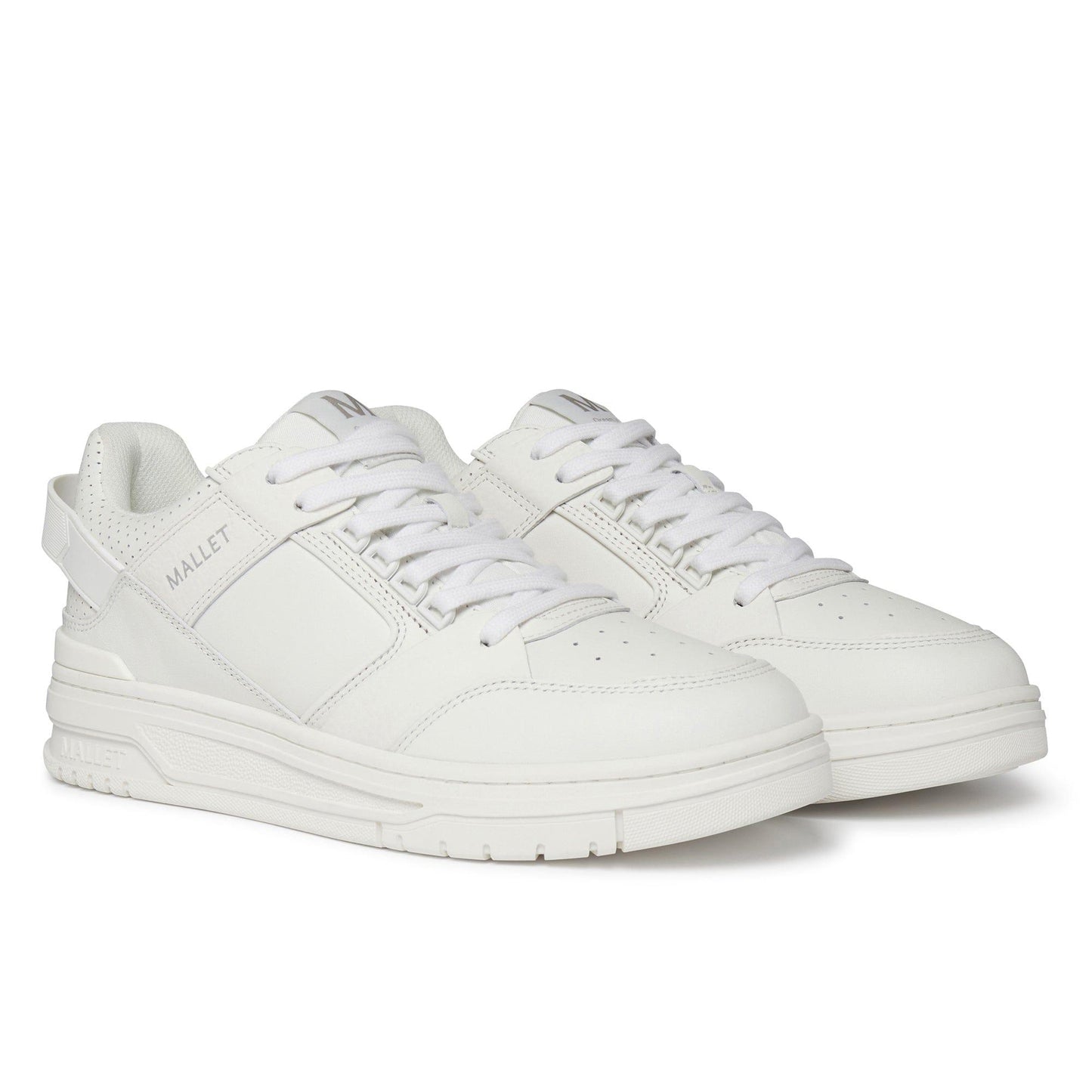 White - Front - Mallet Mens Compton Leather Trainers