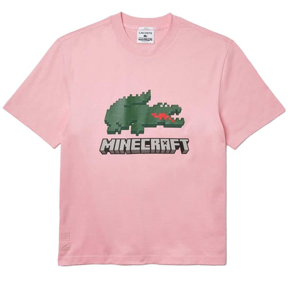 Pink - Front - Lacoste Unisex Adult x Minecraft Print T-Shirt
