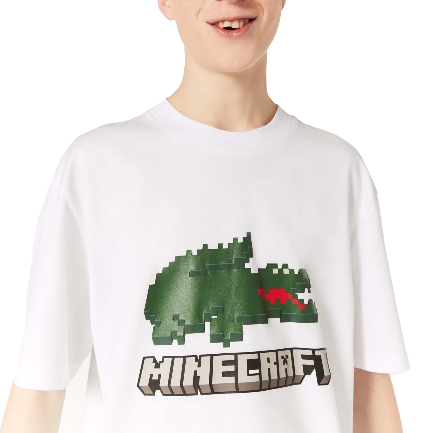 White - Back - Lacoste Unisex Adult x Minecraft Print T-Shirt