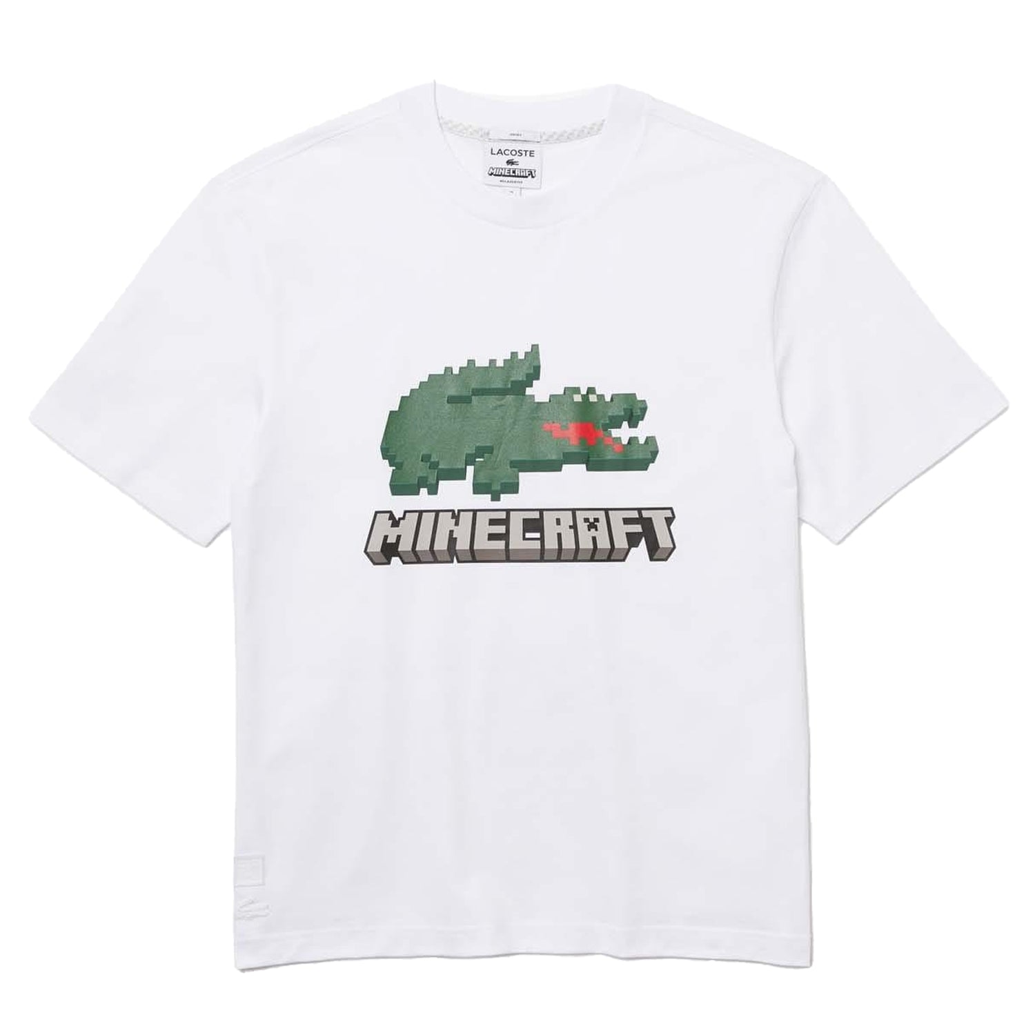 White - Front - Lacoste Unisex Adult x Minecraft Print T-Shirt