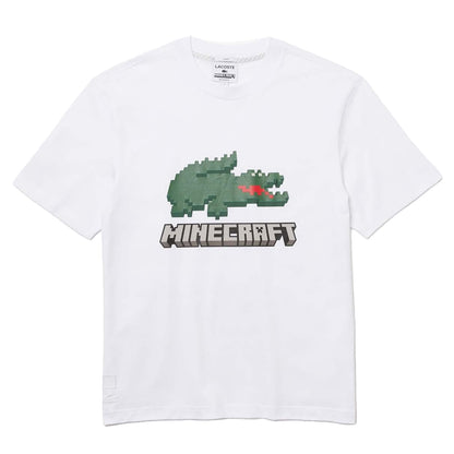 White - Front - Lacoste Unisex Adult x Minecraft Print T-Shirt