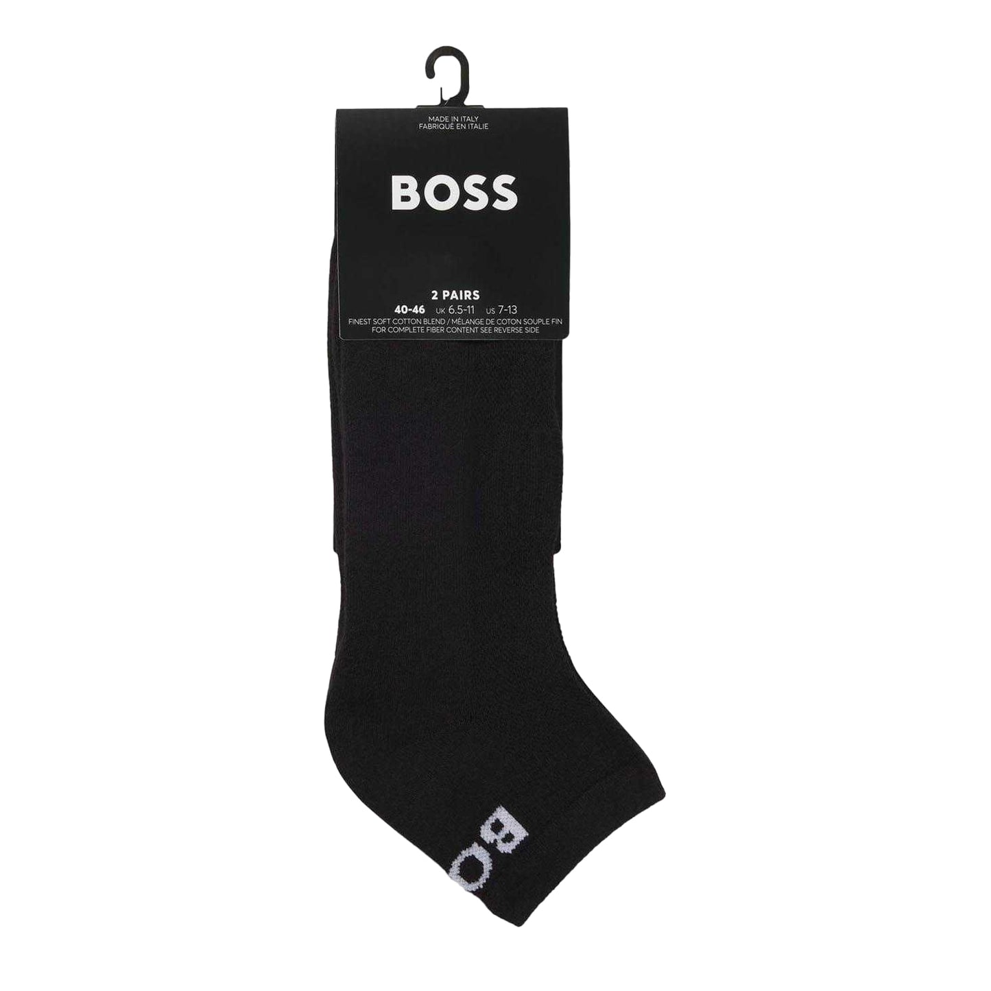Black - Side - Boss Unisex Adult Ankle Socks (Pack of 2)
