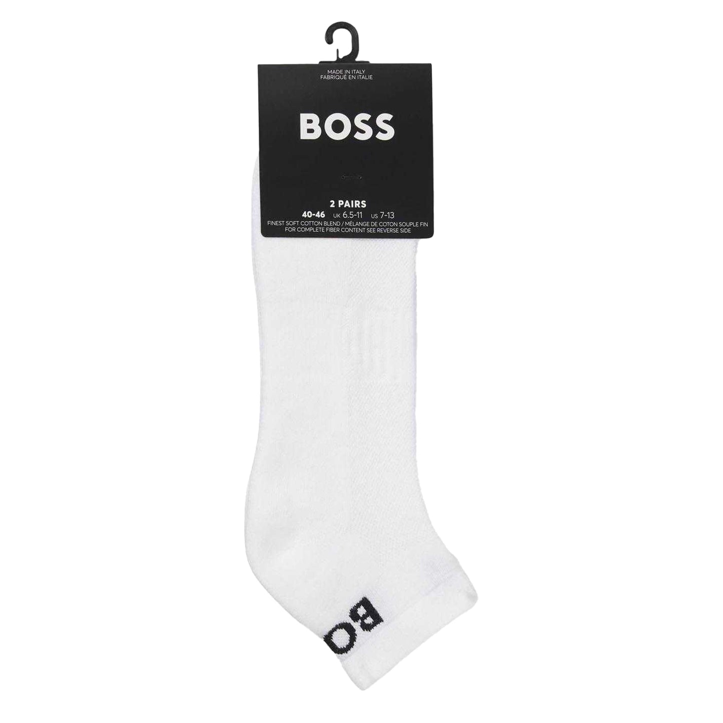 White - Side - Boss Unisex Adult Ankle Socks (Pack of 2)
