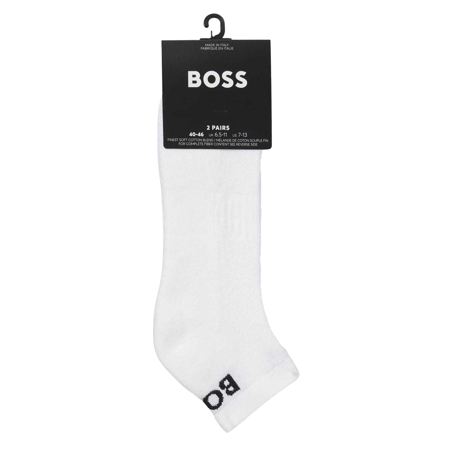 White - Side - Boss Unisex Adult Ankle Socks (Pack of 2)