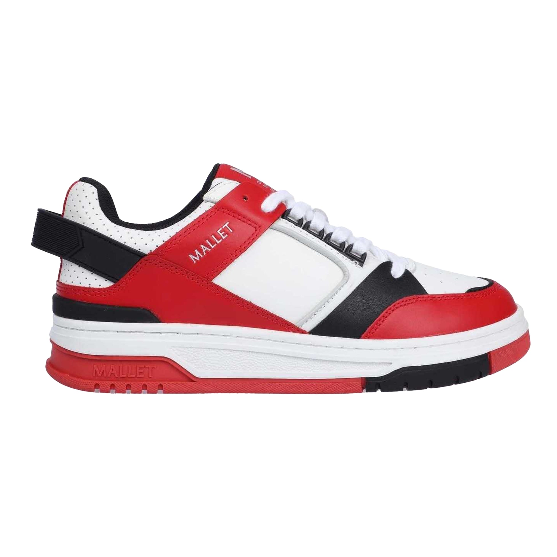 White-Red - Side - Mallet Mens Compton Leather Trainers