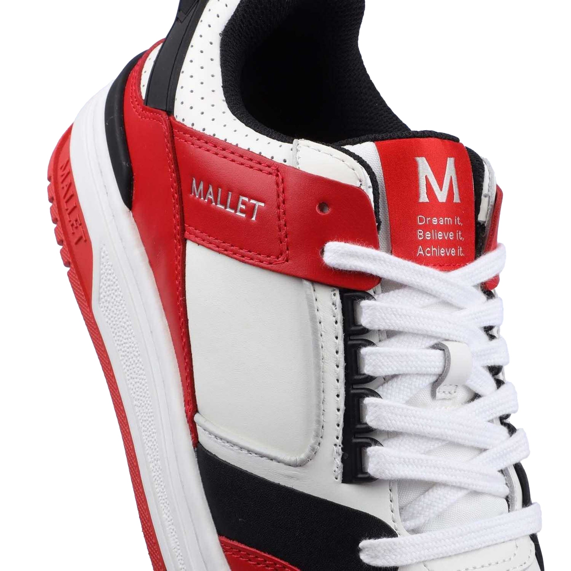 White-Red - Pack Shot - Mallet Mens Compton Leather Trainers