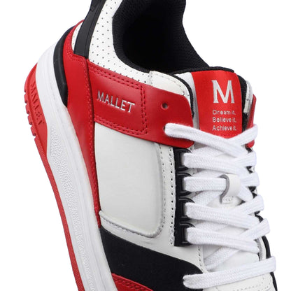 White-Red - Pack Shot - Mallet Mens Compton Leather Trainers