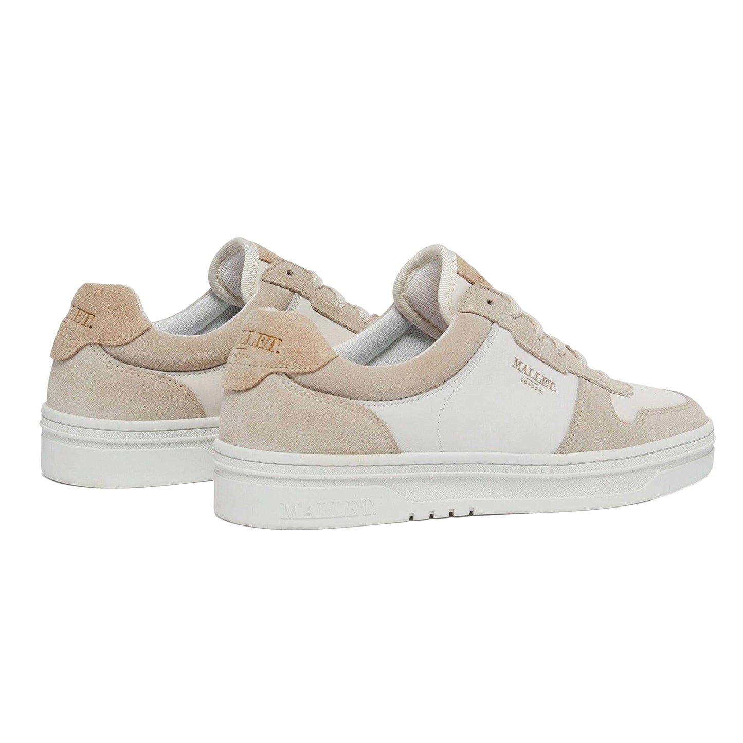 White-Beige - Back - Mallet Womens-Ladies Bentham Leather Trainers