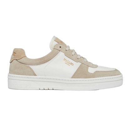 White-Beige - Side - Mallet Womens-Ladies Bentham Leather Trainers