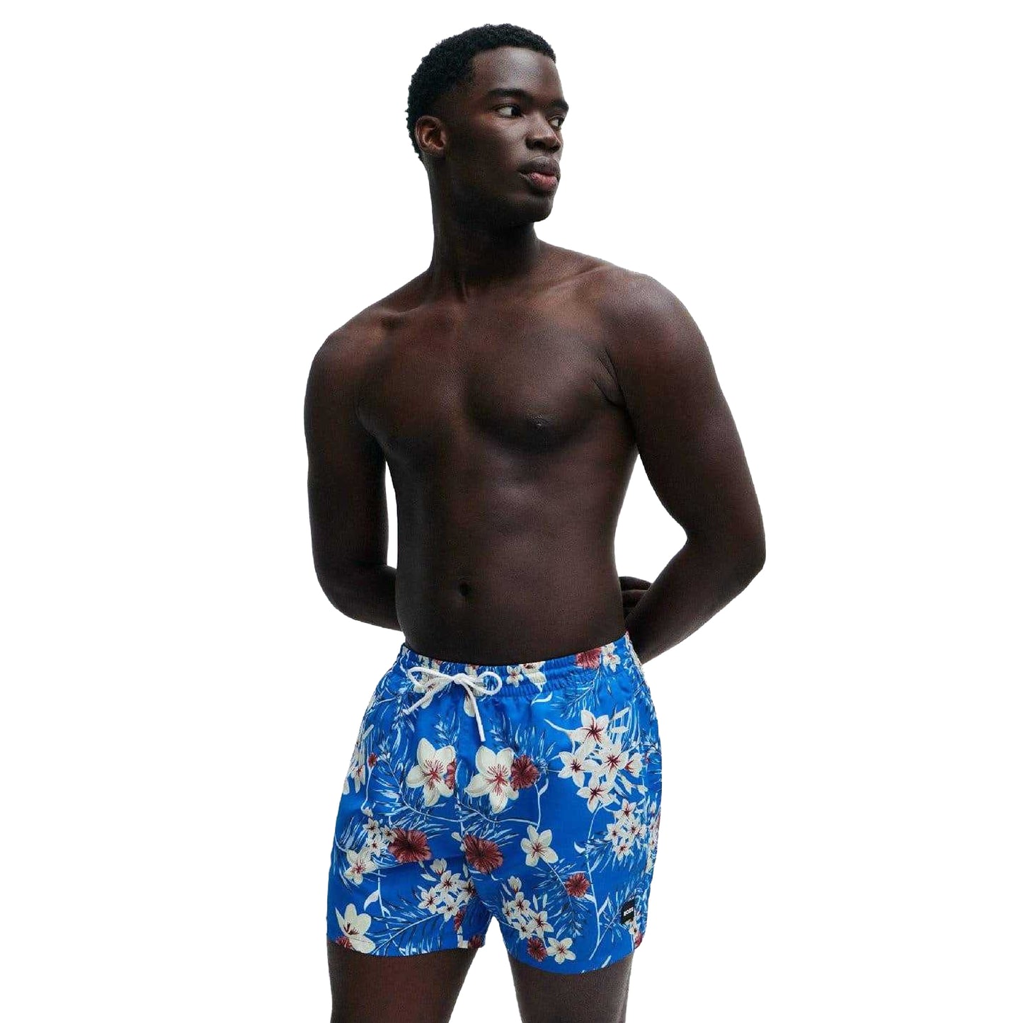 Blue - Side - Boss Mens Piranha Swim Shorts