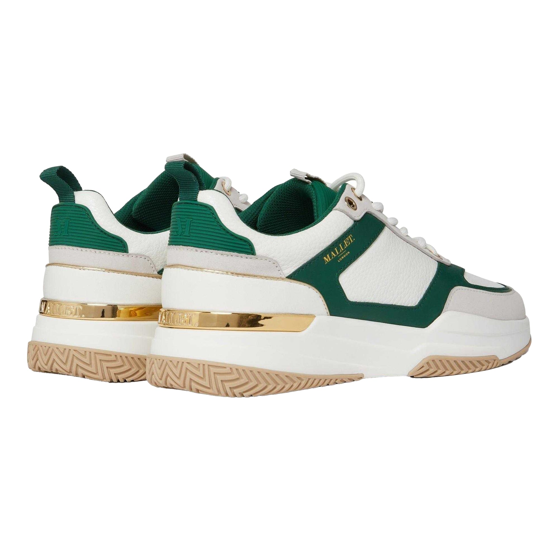 White-Green - Back - Mallet Mens Radnor Leather Trainers