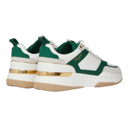 White-Green - Back - Mallet Mens Radnor Leather Trainers