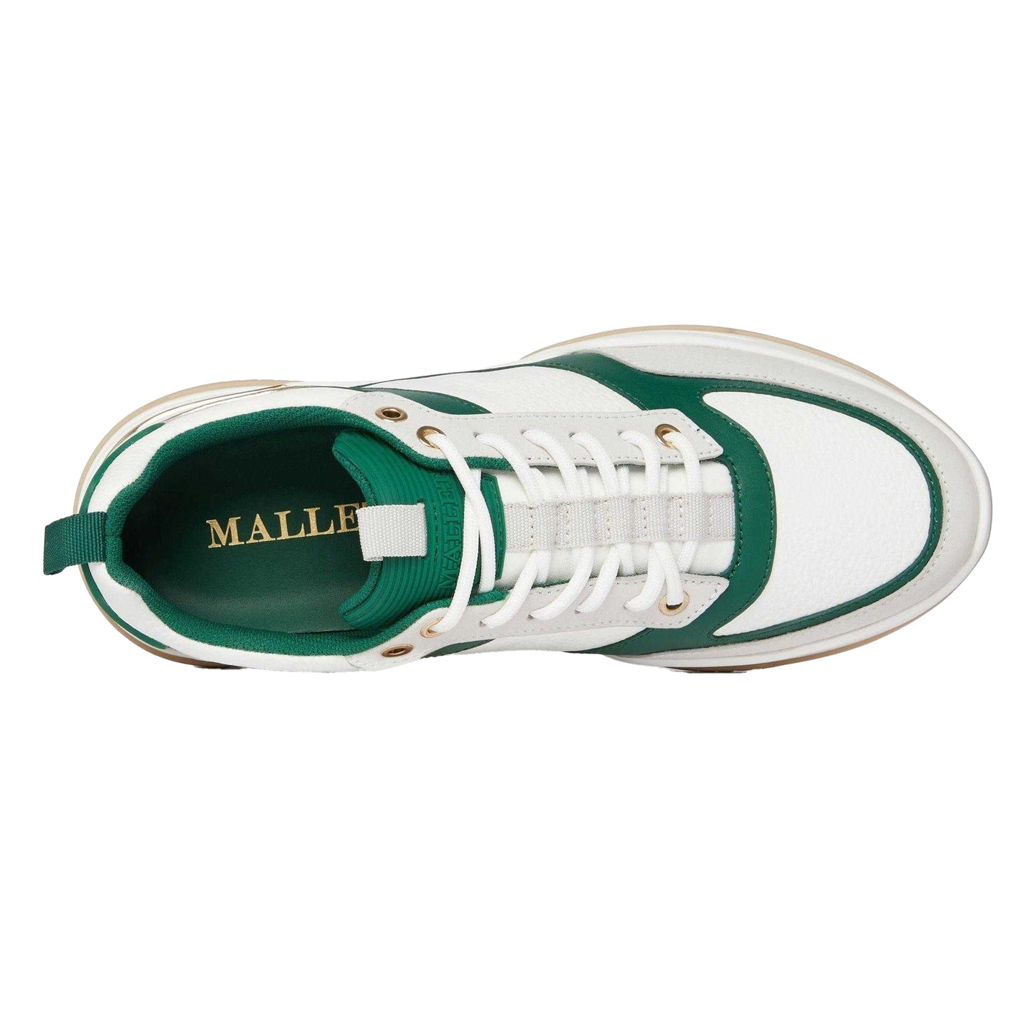 White-Green - Side - Mallet Mens Radnor Leather Trainers