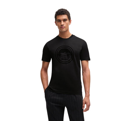 Black - Front - Hugo Boss Mens Porsche x Boss Mercerised Cotton T-Shirt