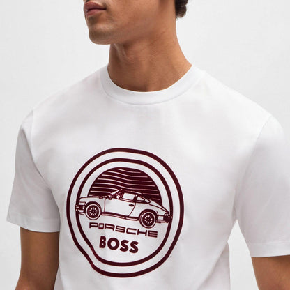 White - Side - Hugo Boss Mens Porsche x Boss Mercerised Cotton T-Shirt