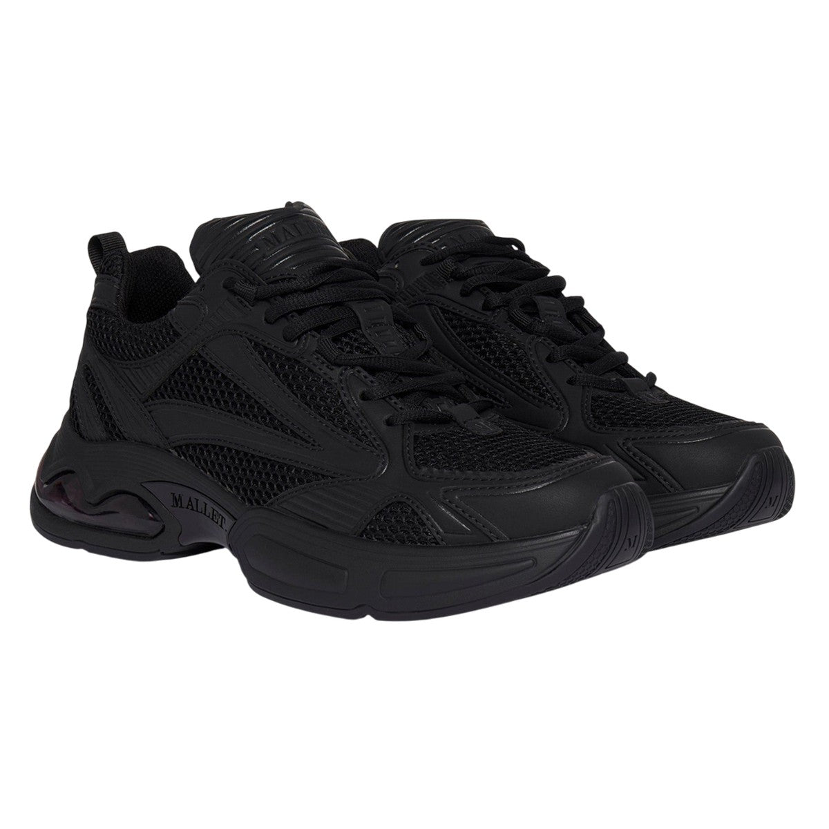Black - Front - Mallet Mens Jupiter Leather Trainers