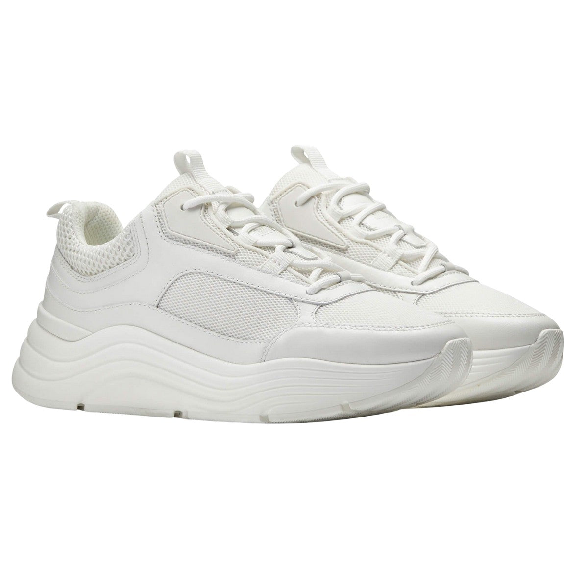 White - Front - Mallet Mens Cyrus Leather Trainers