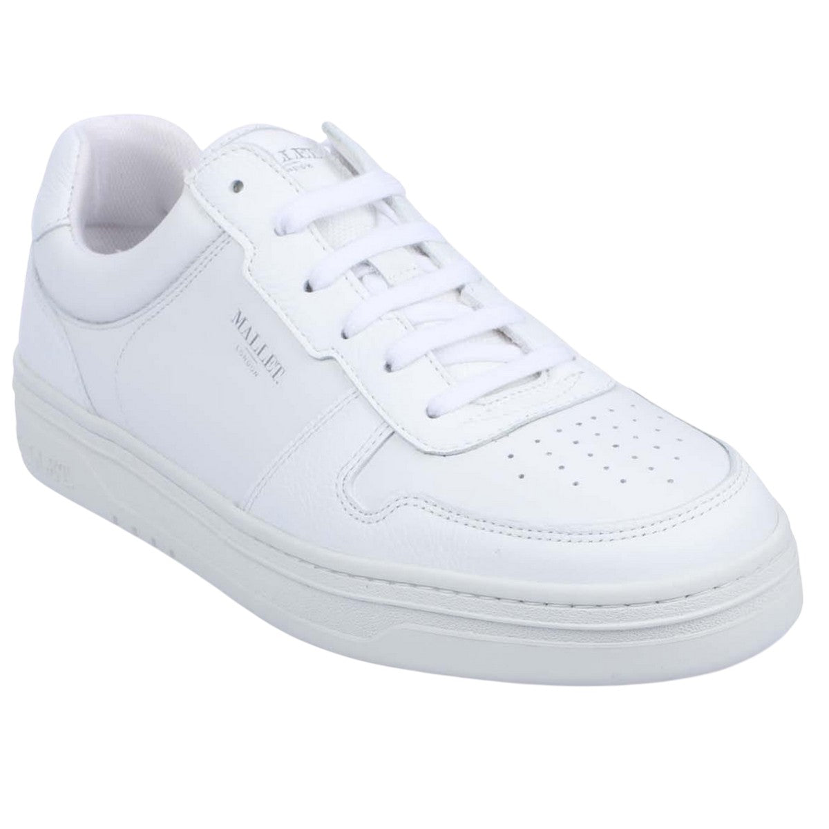 White - Front - Mallet Womens-Ladies Bentham Leather Court Trainers