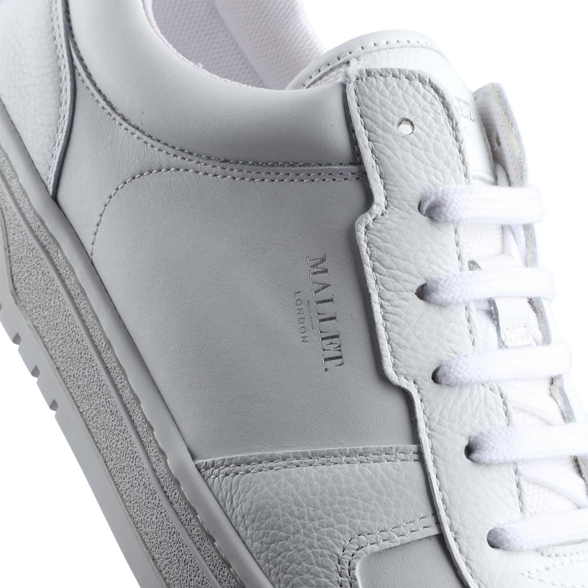 White - Pack Shot - Mallet Womens-Ladies Bentham Leather Court Trainers