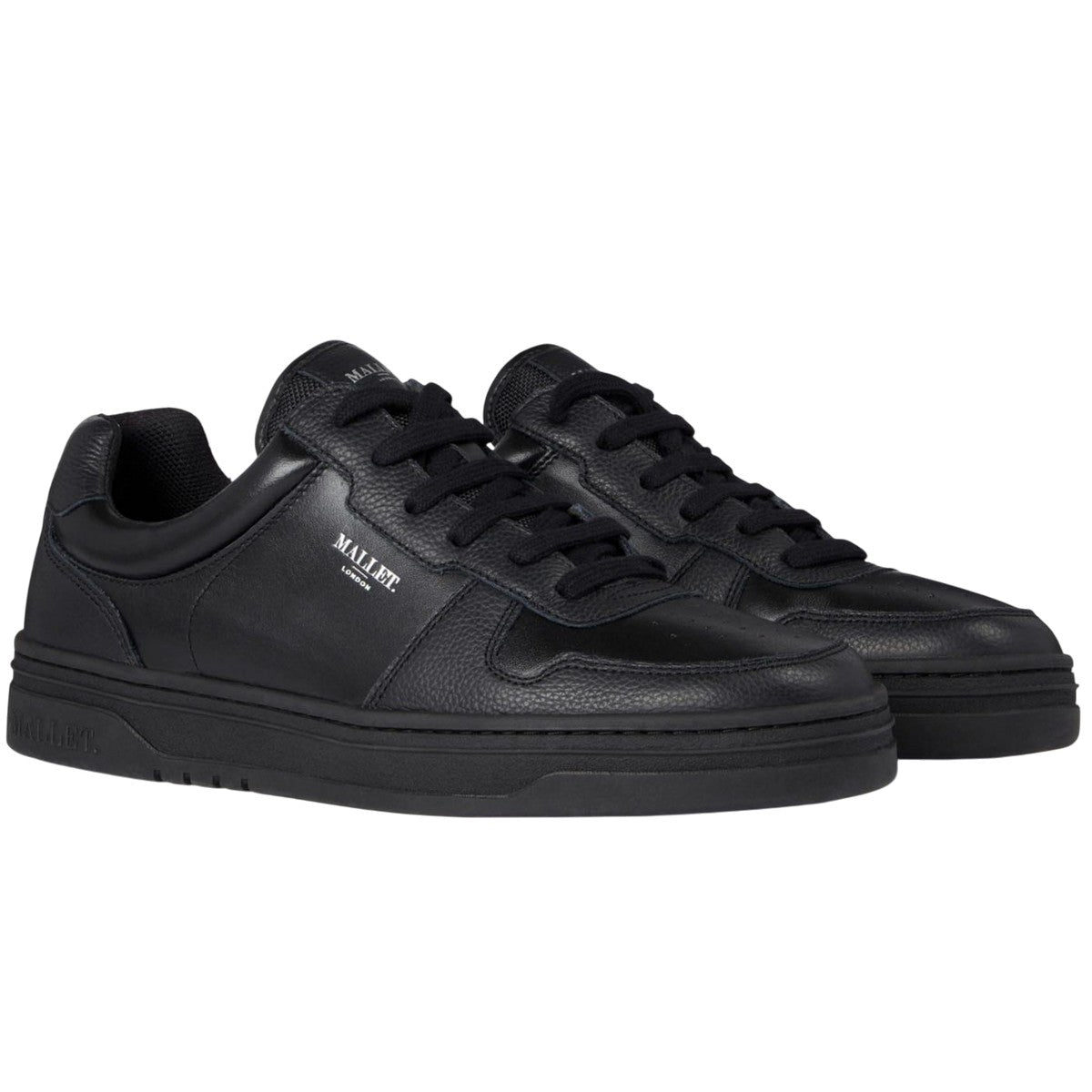 Black - Front - Mallet Womens-Ladies Bentham Leather Court Trainers