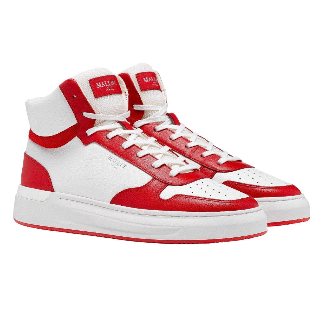 Red - Front - Mallet Womens-Ladies Hoxton Leather High-top Trainers