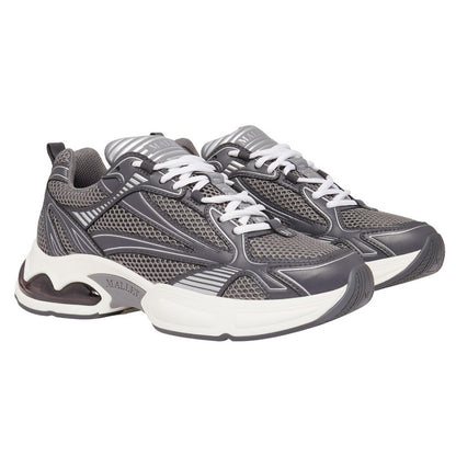 Grey - Front - Mallet Mens Jupiter Leather Trainers