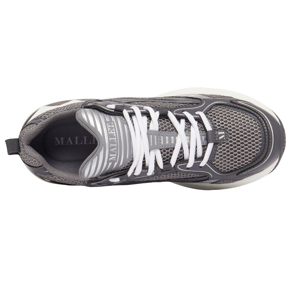 Grey - Side - Mallet Mens Jupiter Leather Trainers