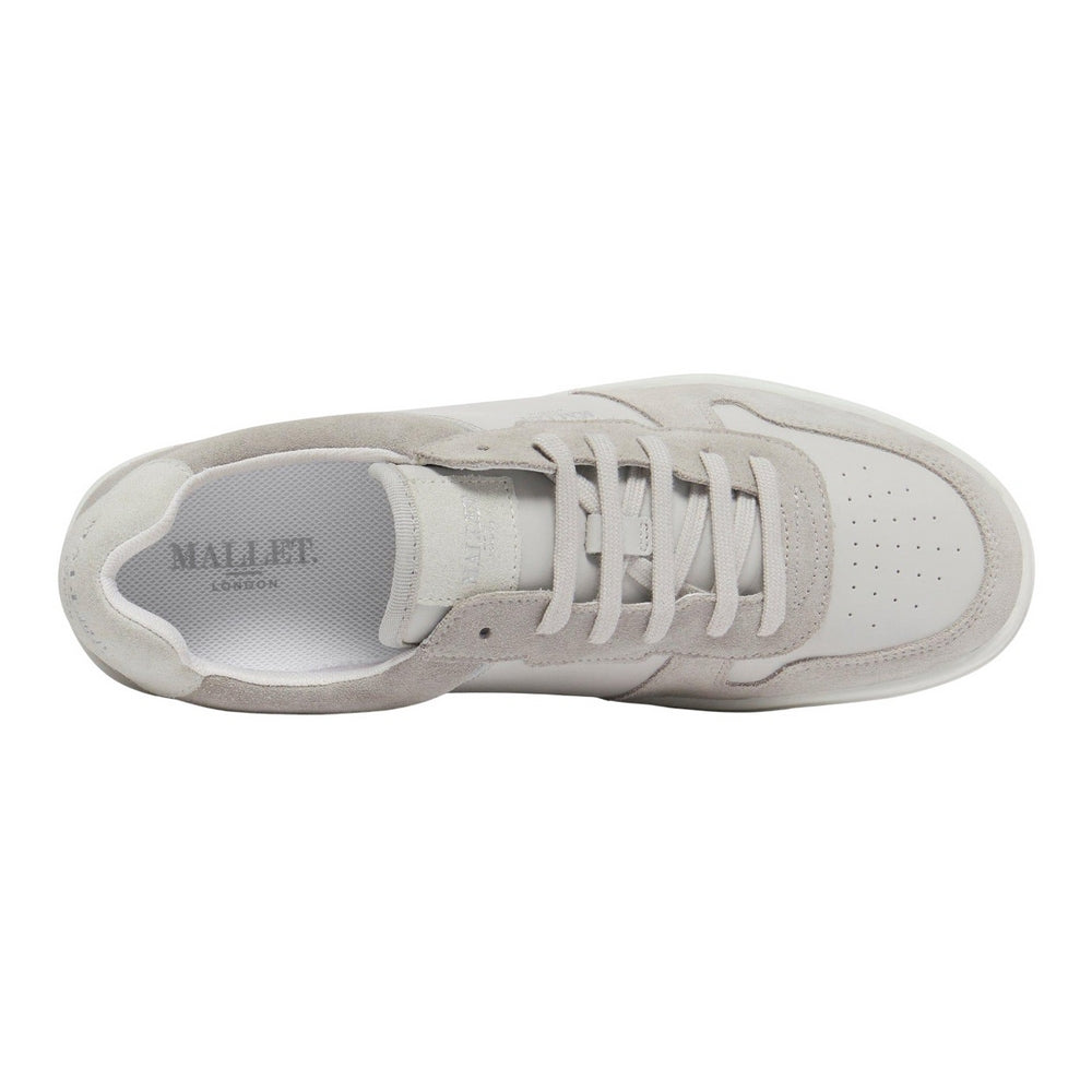 Grey - Side - Mallet Mens Bentham Leather Trainers