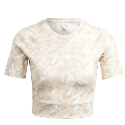 Taupe - Front - Adidas Womens-Ladies Camo All-Over Print Tight T-Shirt