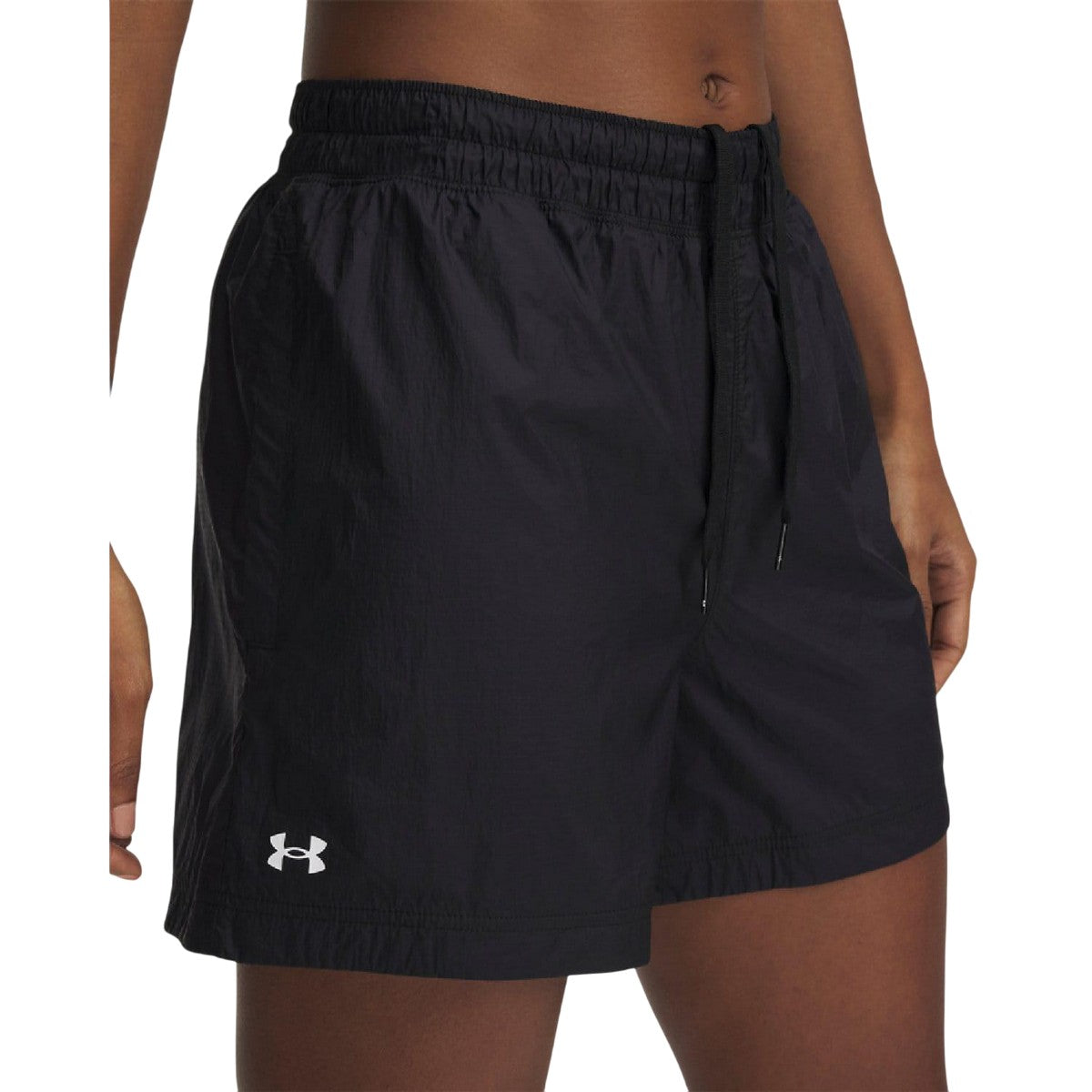 Black - Side - Under Armour Womens-Ladies Rival Woven Shorts