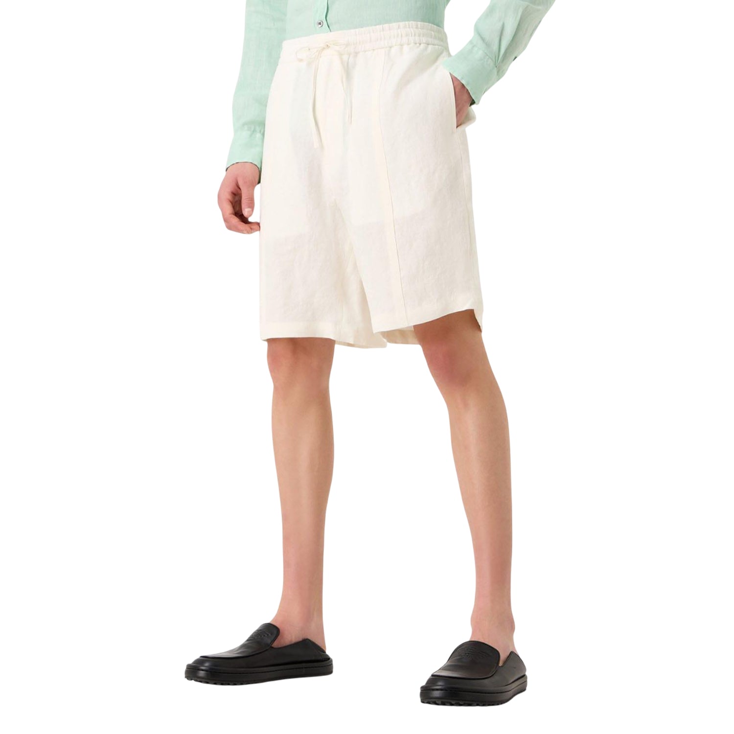 White - Side - Emporio Armani Mens Plain Shorts