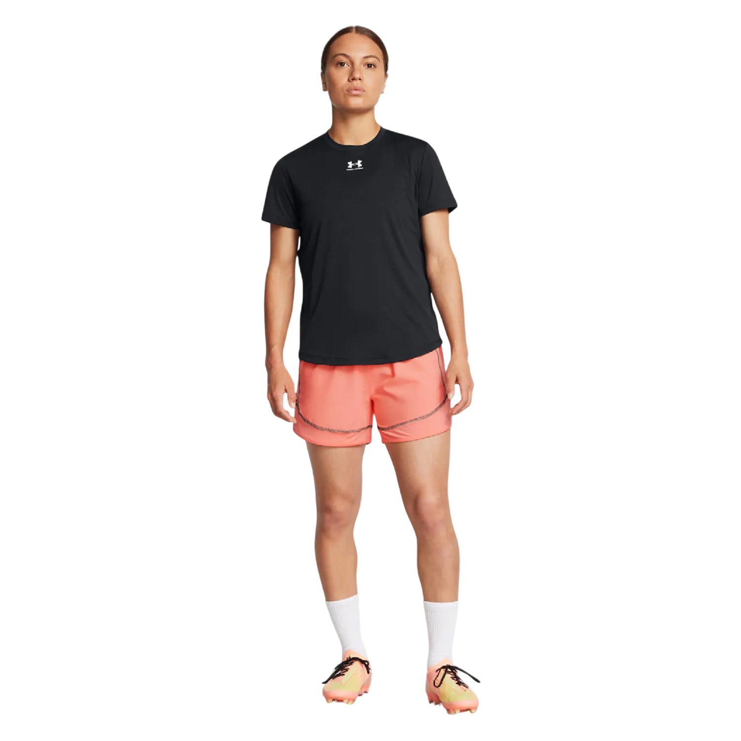 Orange - Close up - Under Armour Womens-Ladies Challenger Pro Shorts