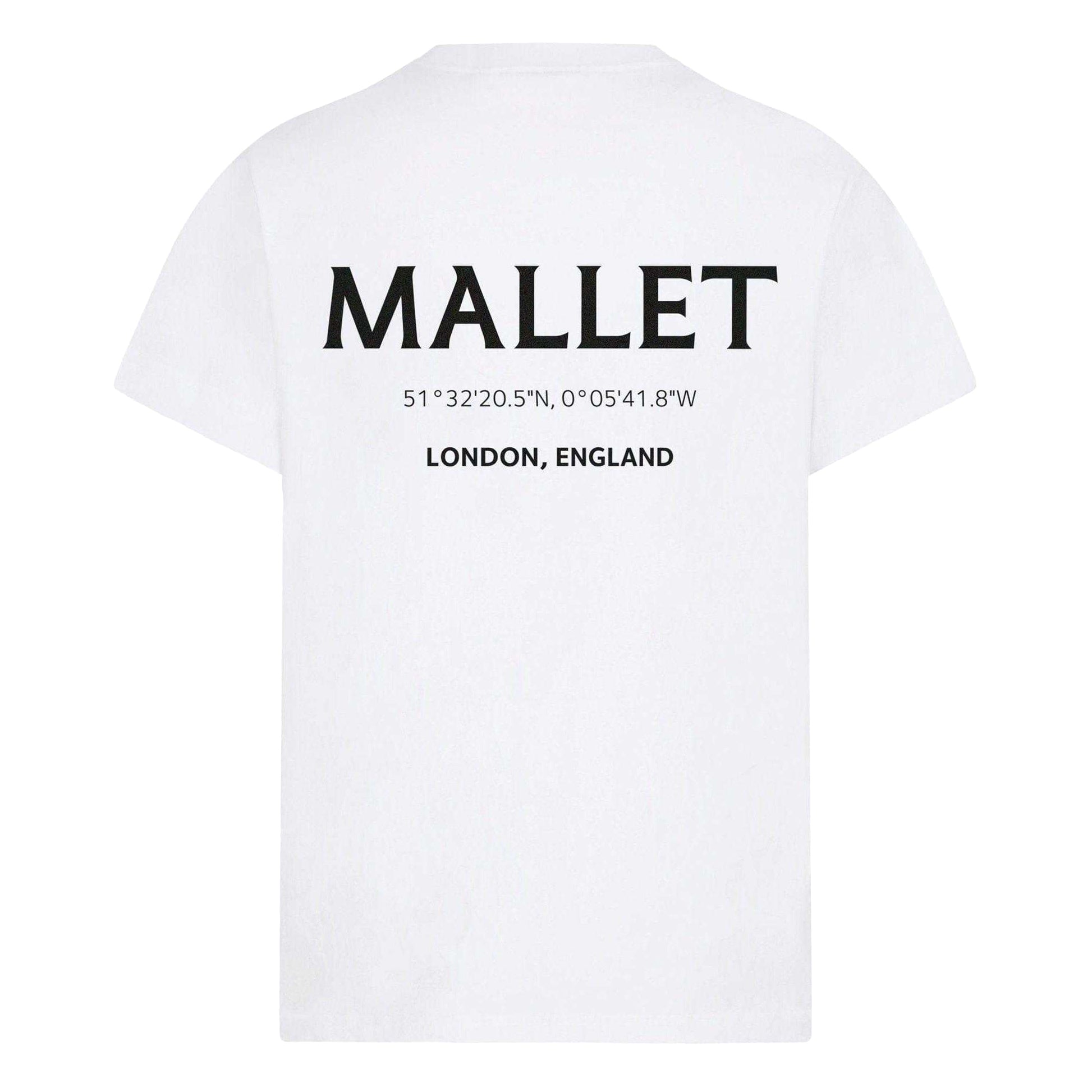 White - Back - Mallet Mens Coordinates Logo T-Shirt