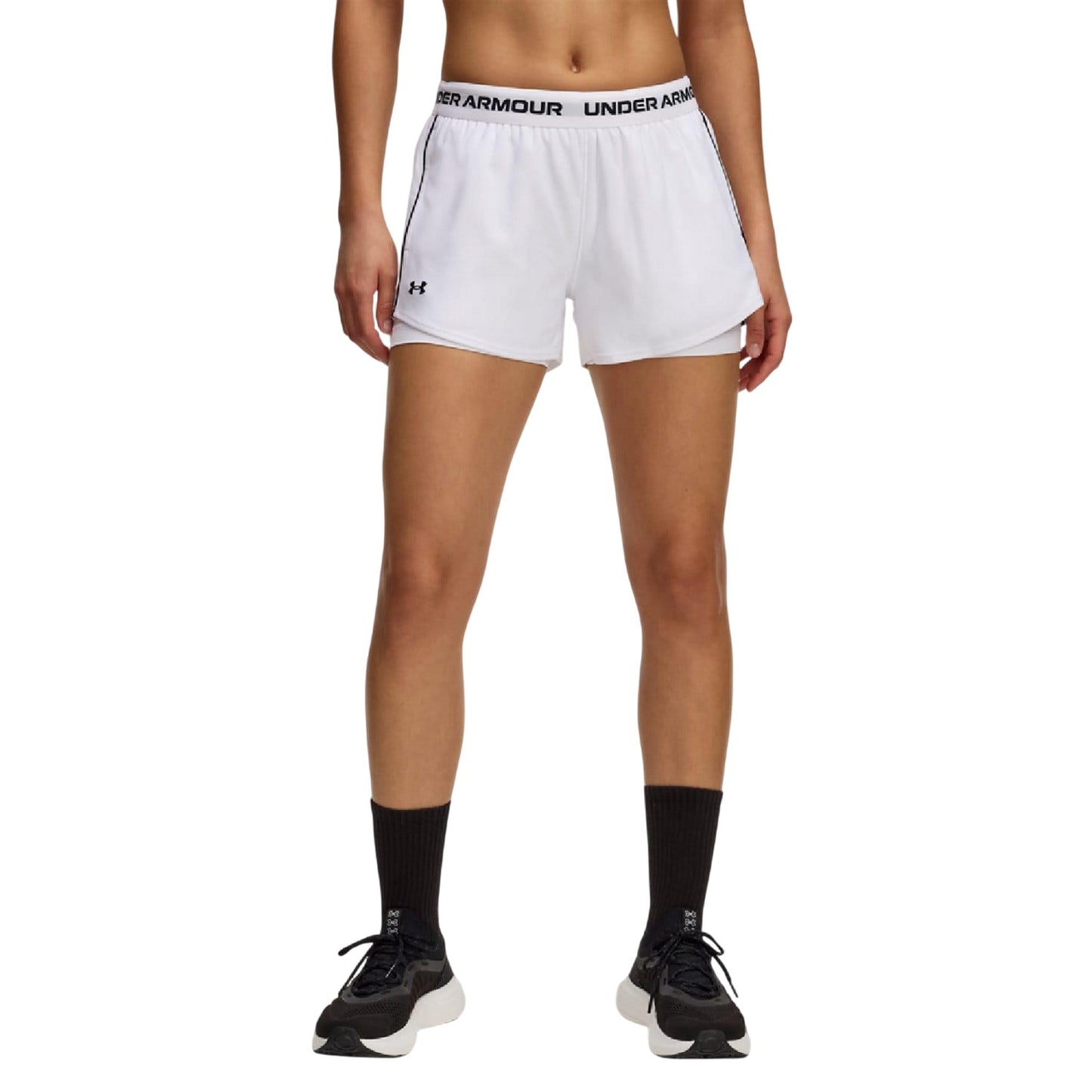 White - Front - Under Armour Womens-Ladies Play Up Tech 2 in 1 Shorts