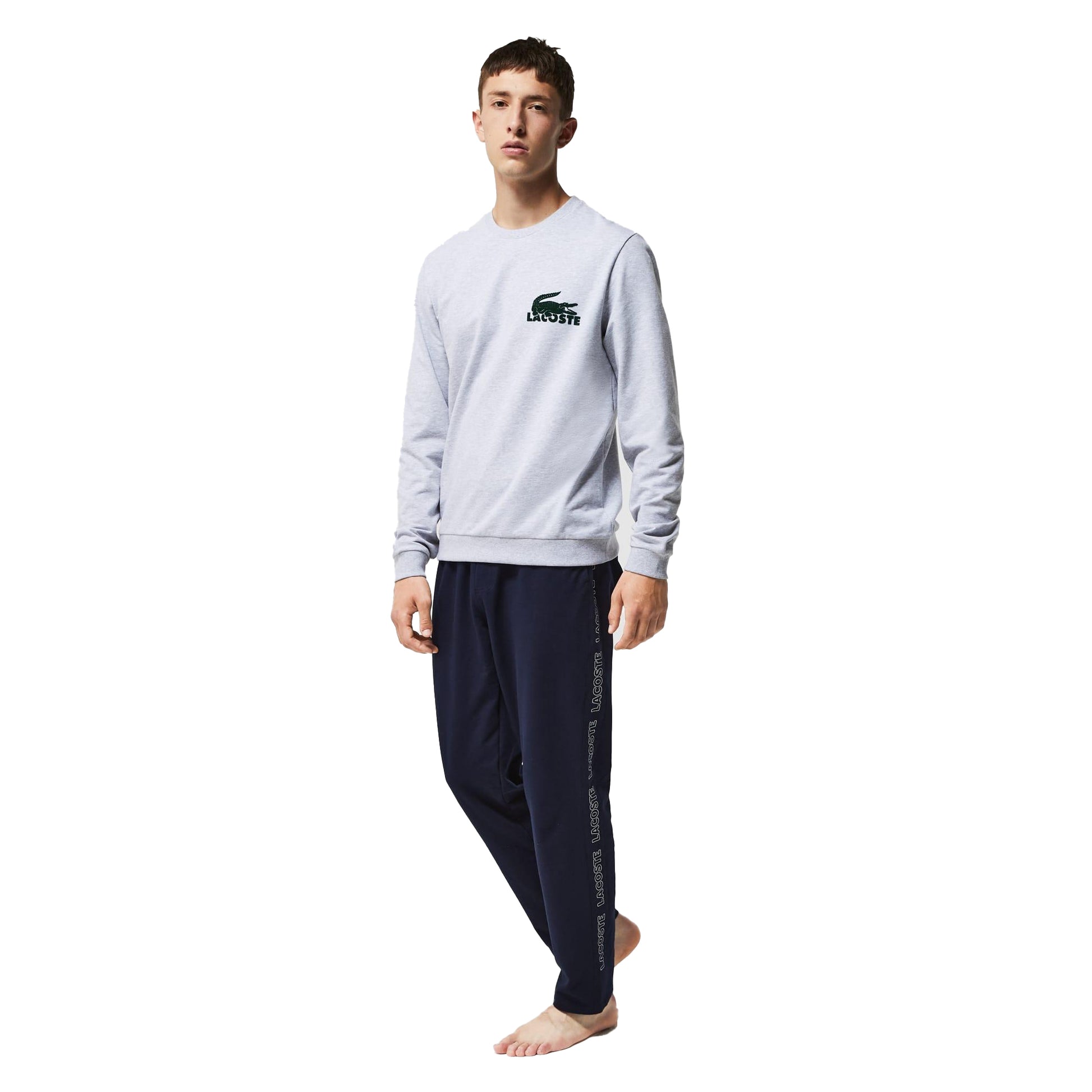Navy - Side - Lacoste Mens Fleece Jogging Bottoms
