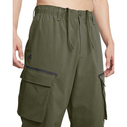 Green - Side - Under Armour Mens Unstoppable Utility Cargo Trousers