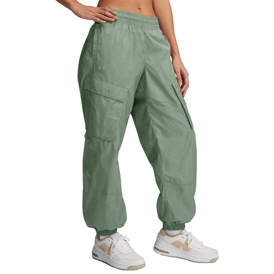 Green - Front - Under Armour Womens-Ladies Unstoppable Sheen Woven Cargo Trousers